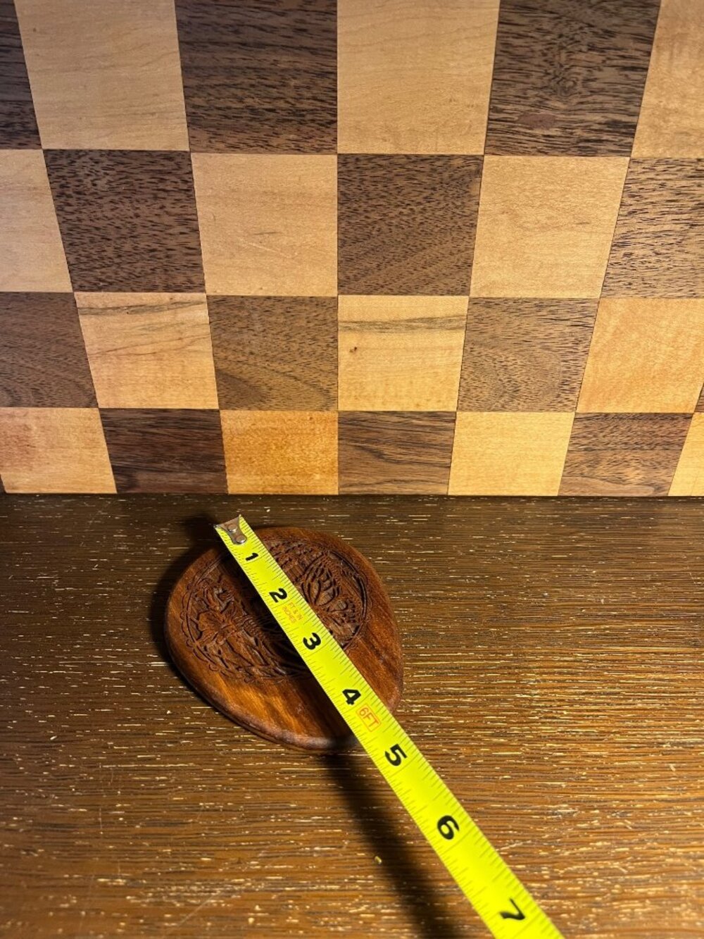 Wood Etched Butterfly and Iris Pocket Mirror, shows wear - Picture 4 of 4